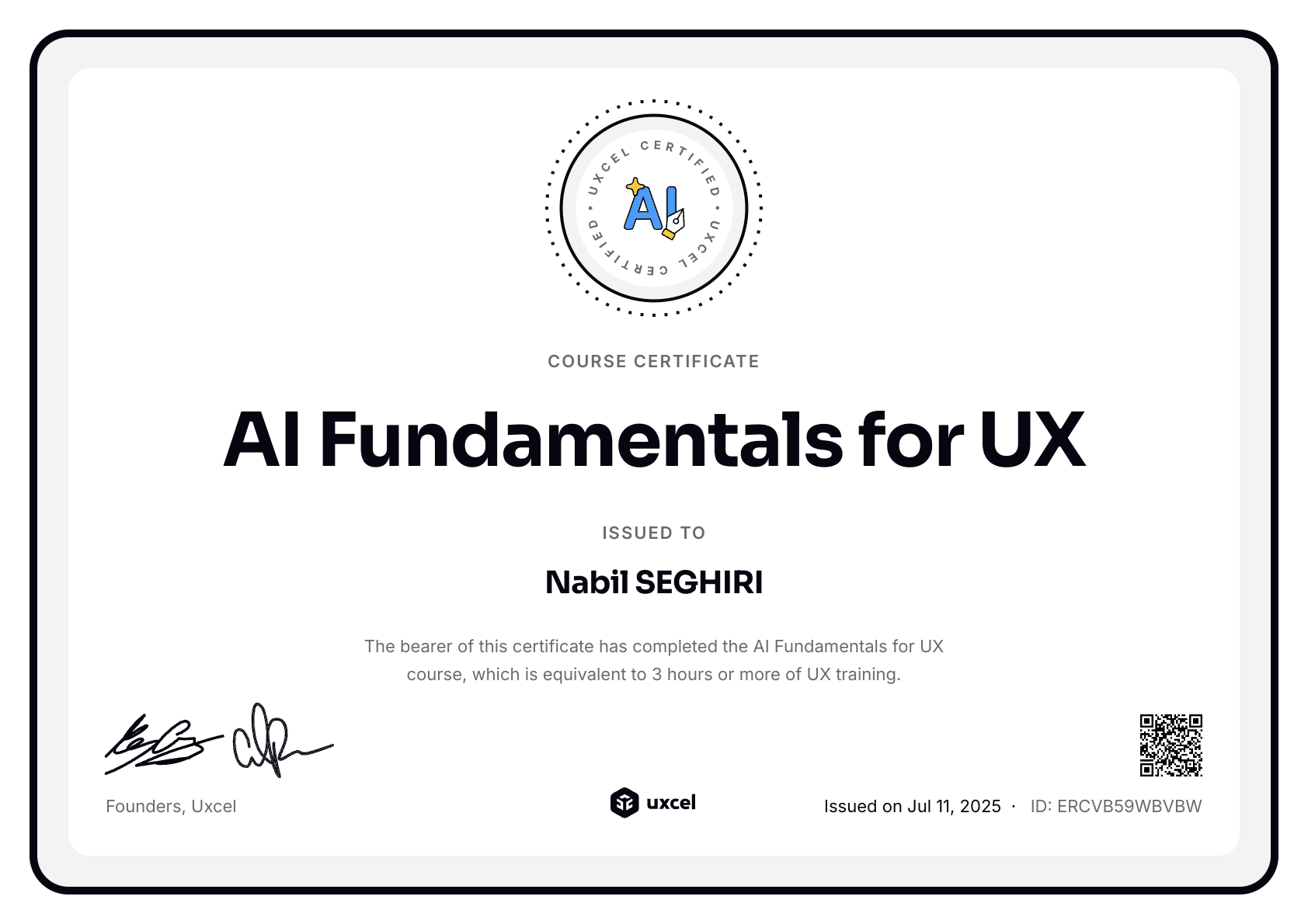 Nabil SEGHIRI's certificate